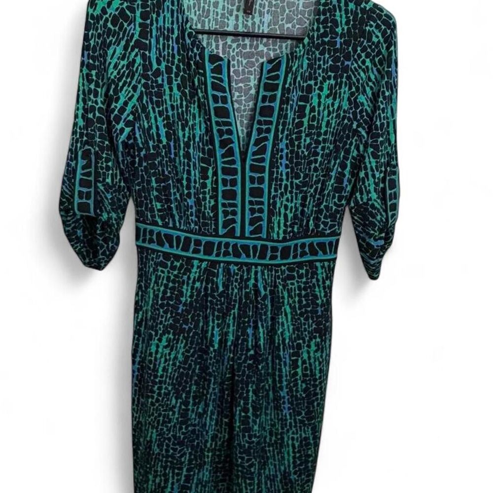BCBG Maxazria Women's Green and Black Abstract Pattern Dress Size XS